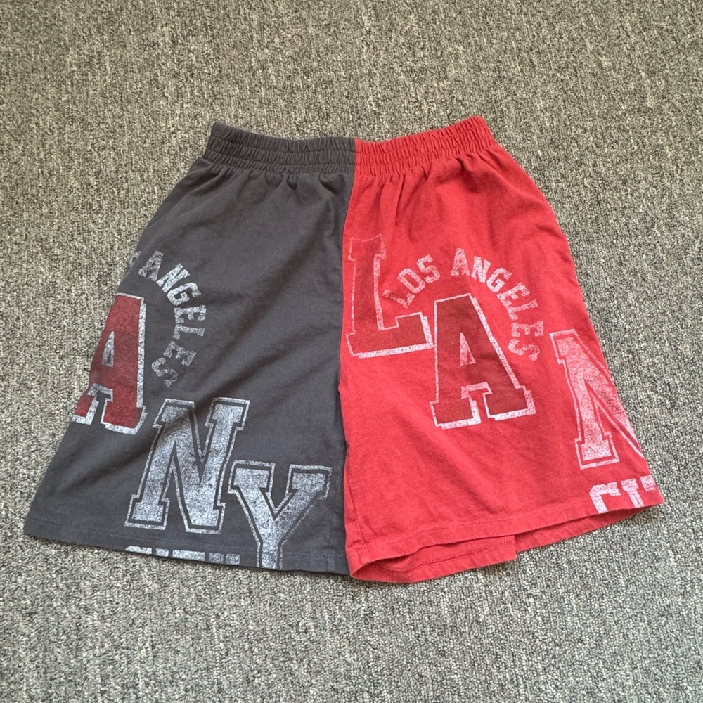 forever 21 gray and red shorts